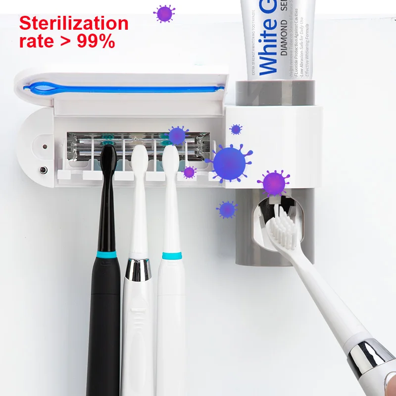 Antibacteria UV Light Ultraviolet Toothbrush Sterilizer Automatic Toothpaste Dispenser ToothBrush Holder bathroom accessories