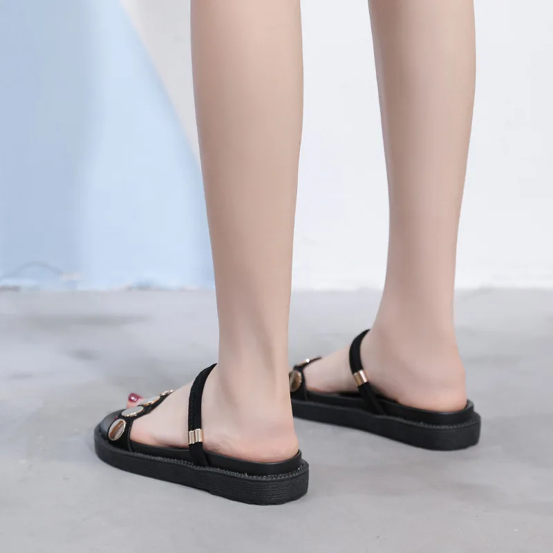 2020 summer new two wearing women sandals female fashion Metal decoration girl slippers casual sandalias | Обувь