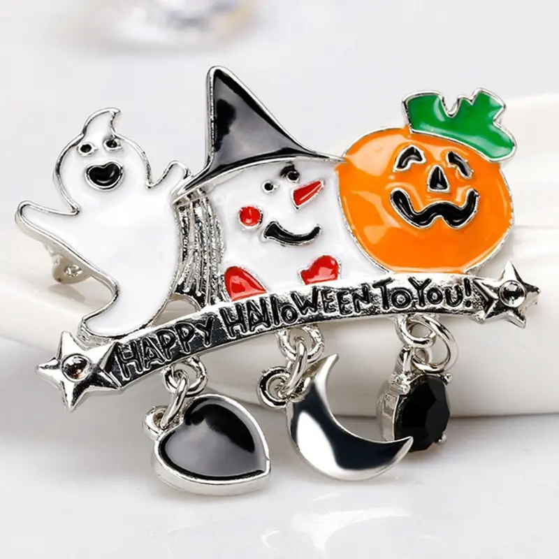 Джинсовая рубашка с имитацией головы ведьмы тыквы на Хэллоуин|Броши| |