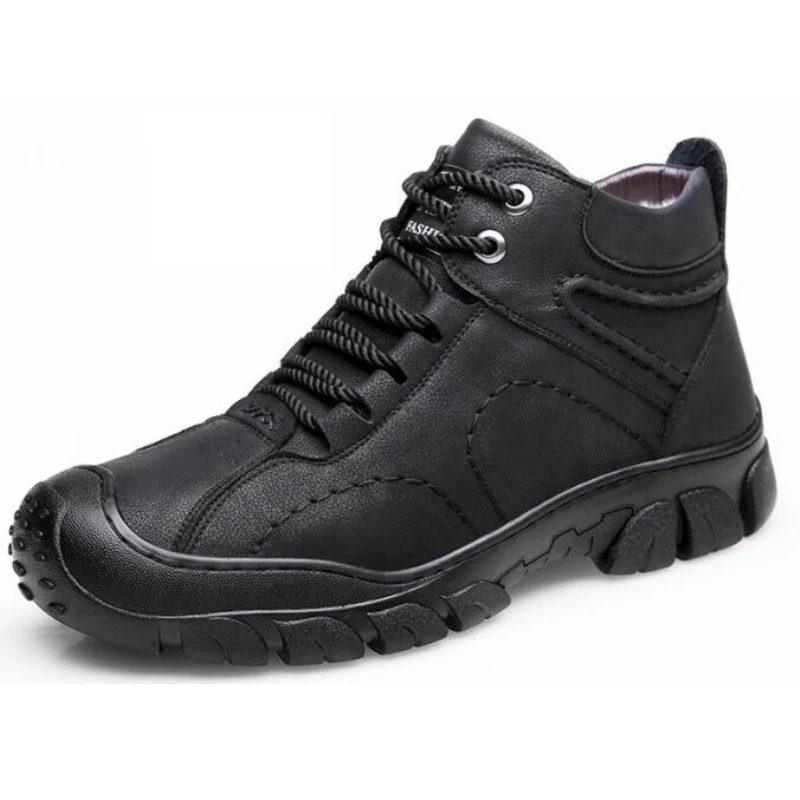 

Winter Outdoor Mens Hiking Travel Shoes Warm Wool Leather Boots For Men Plus Size Male Casual Cotton Sneaker