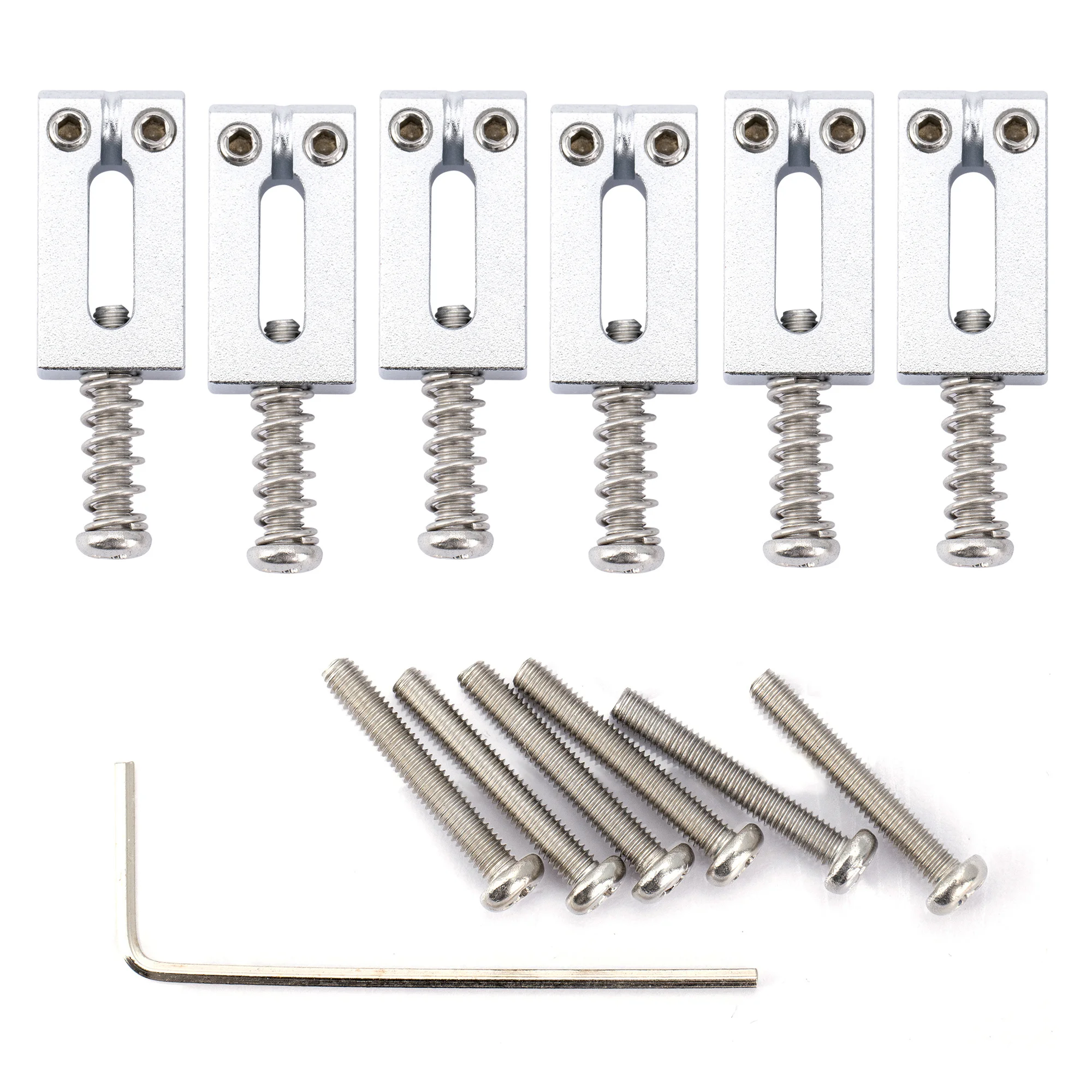 

Musiclily Ultra 10.5mm Modern Style Brass Saddles for Strat/Tele Style Electric Guitar, Chrome (Set of 6)