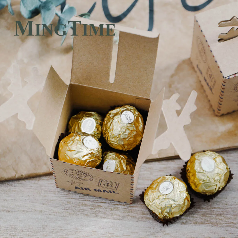 10 шт крафт бумаги самолет конфеты коробка свадебные путешествия тема украшения