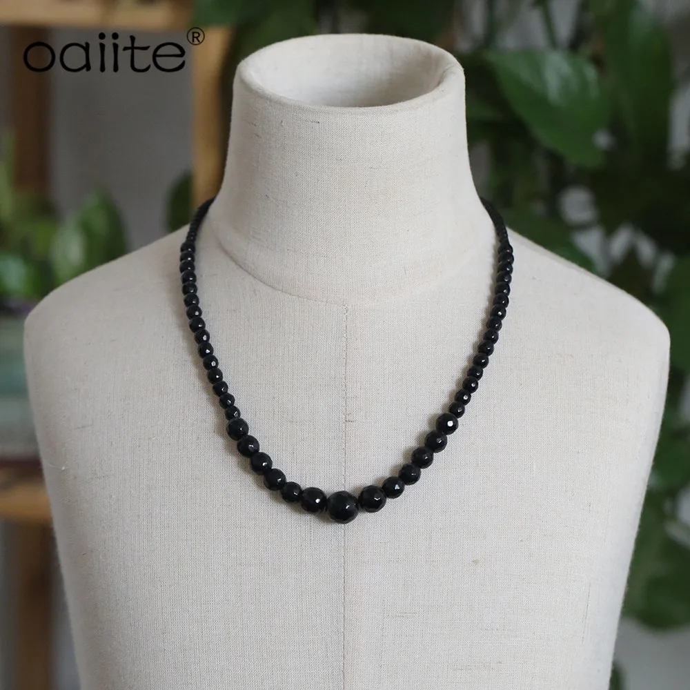 Ожерелье-чокер OAIITE Lucky креативное модное ожерелье из черного оникса с бусинами