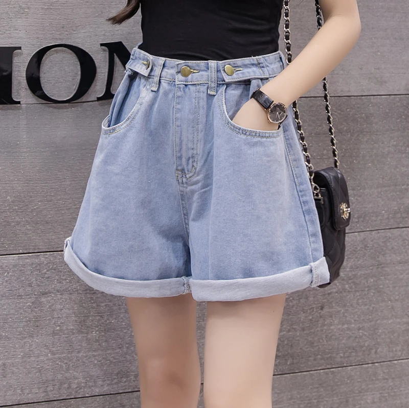 2020 летние женские джинсовые шорты с высокой талией повседневные свободные