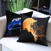 fuwatacchi ocean jellyfish photo pillow cover sea fishes animal printed cushion cover for home sofa car decore square pillowcase