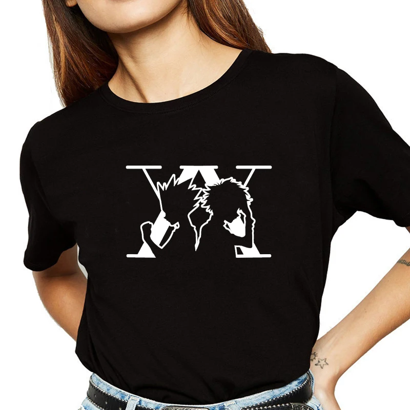 

New Hunter X Hunter Women Anime T Shirt Printed Harajuku White T-shirt Short Sleeve Casual Tops Graphic Black Tee Shirts