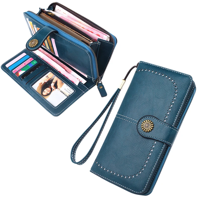 

Women‘s Purse Leather Luxury Clutch Long Wallet Business Card Holder Ladies Handy Bag Fashion Style Female Money Clip Large