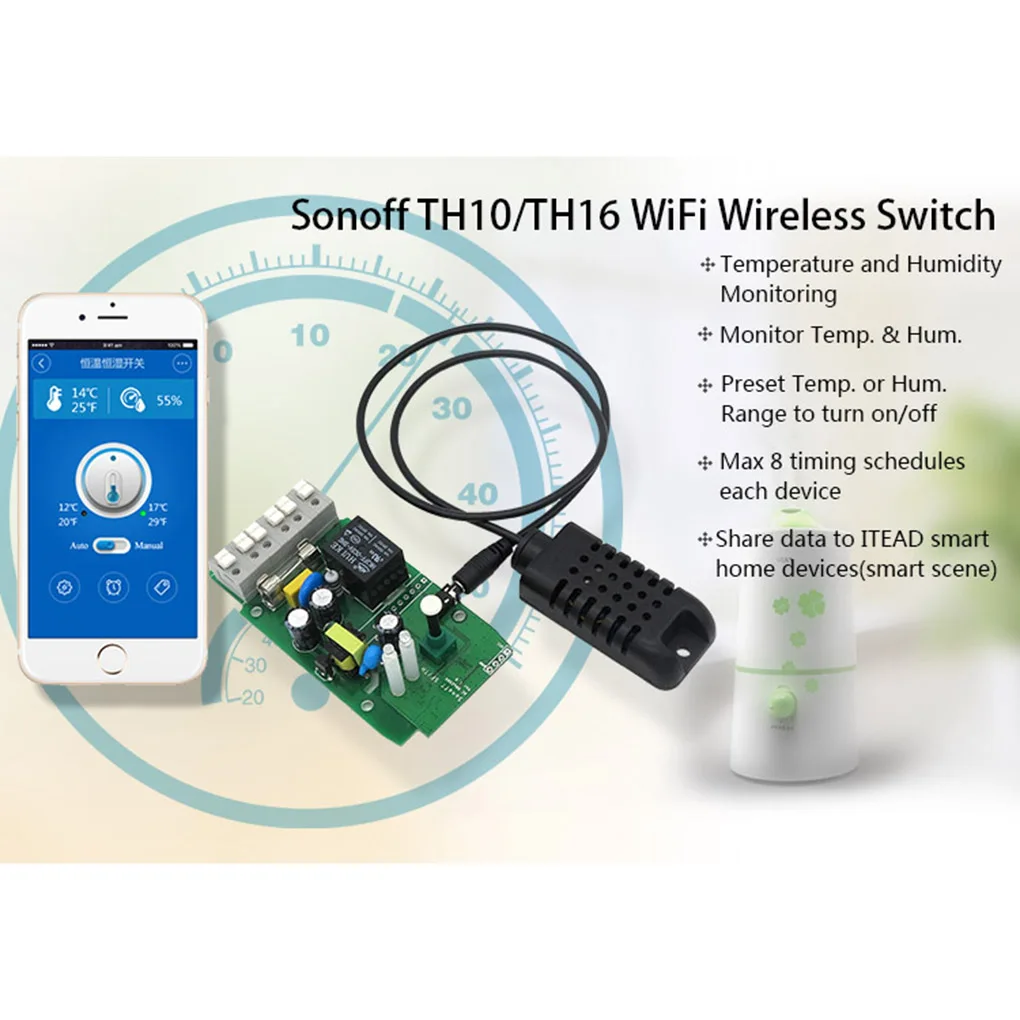 5 шт. SONOFF TH10/ TH16 WiFi умный переключатель датчик температуры и влажности пульт