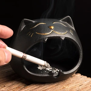 Cute Cartoon Cat Creative Art Ashtray Ceramic Household Living Room Large Capacity Anti Fly Ash Large Ashtray Gift for Boyfriend
