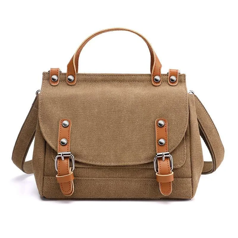 

Canvas handbags 2021 new retro solid color one-shoulder fashion all-match portable diagonal ladies bag