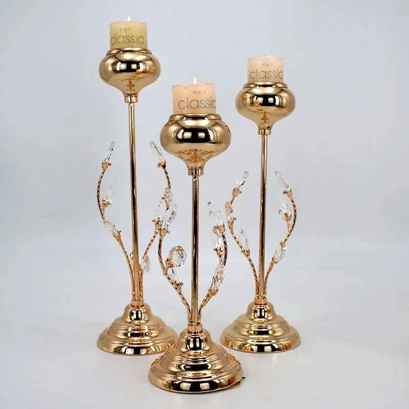 

Золотой хрустальный подсвечник в скандинавском стиле, Свадебные Роскошные Настольные романтические украшения, новогодние вечерние подсве...