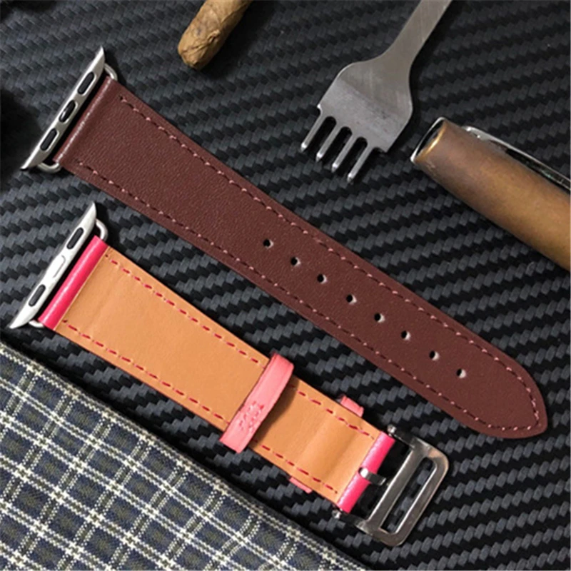 Ремешок из коровьей кожи для Apple Watch Band 44 мм iwatch Series 5 4 3 2 1 умные Аксессуары 42 мм петля 38 мм Замена браслета 40 мм