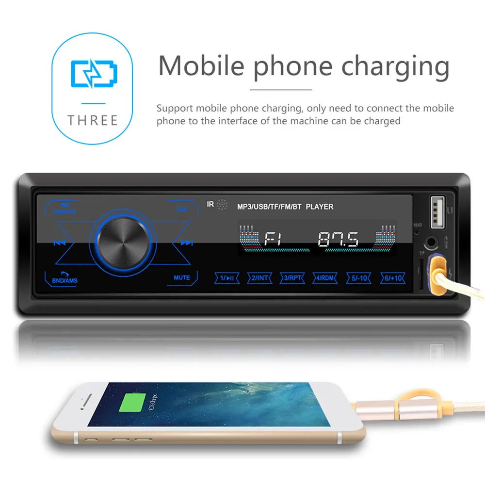 Автомобильный стерео музыкальный плеер FM/AUX/TF/USB Bluetooth Радио Эквалайзер звуковой