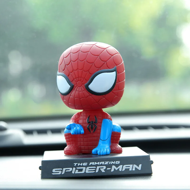 Disney Marvel Avengers Spiderman groot Anime Q version Car Ornaments Action Figure Shaking his head Toys Doll gift birthday | Игрушки и