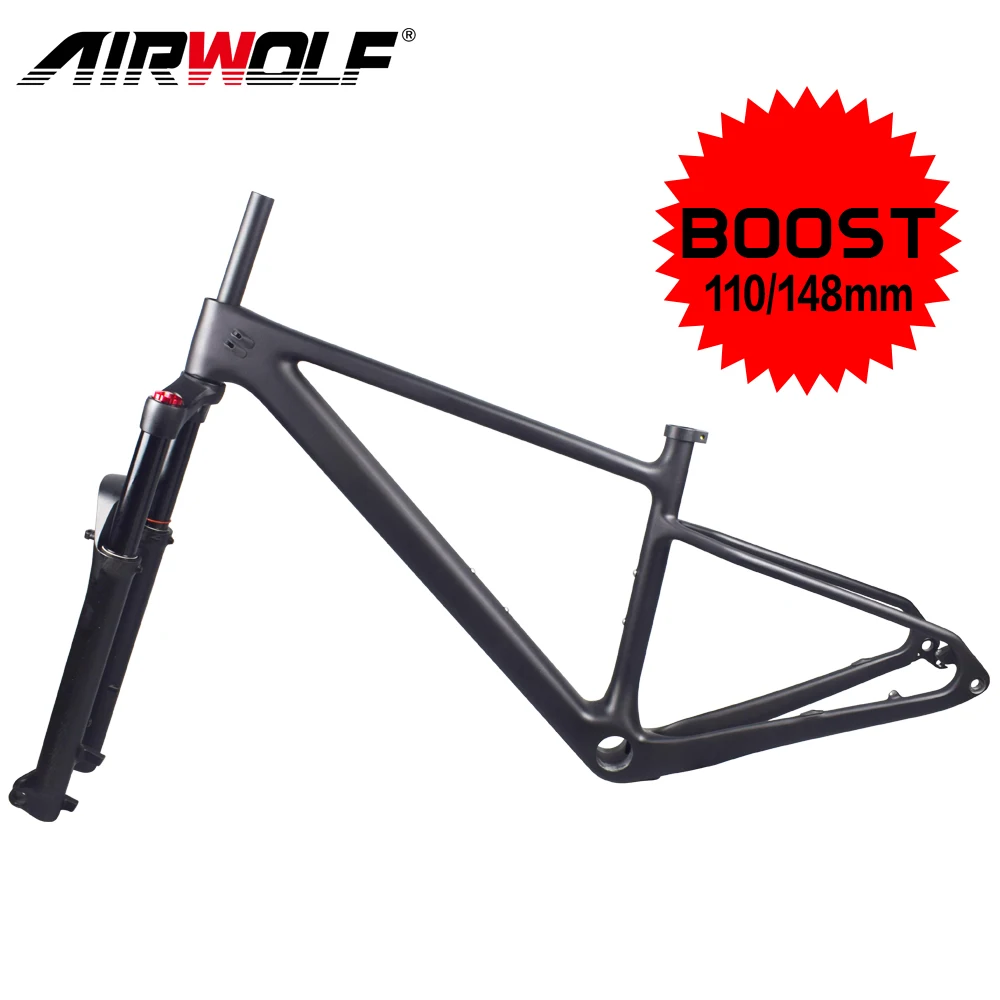 

AIRWOLF Boost Mtb Frame With Suspension Air Fork Travel 145mm Thru Axle 148*12mm T1000 Toray Carbon Fiber Mountain Bike Frames