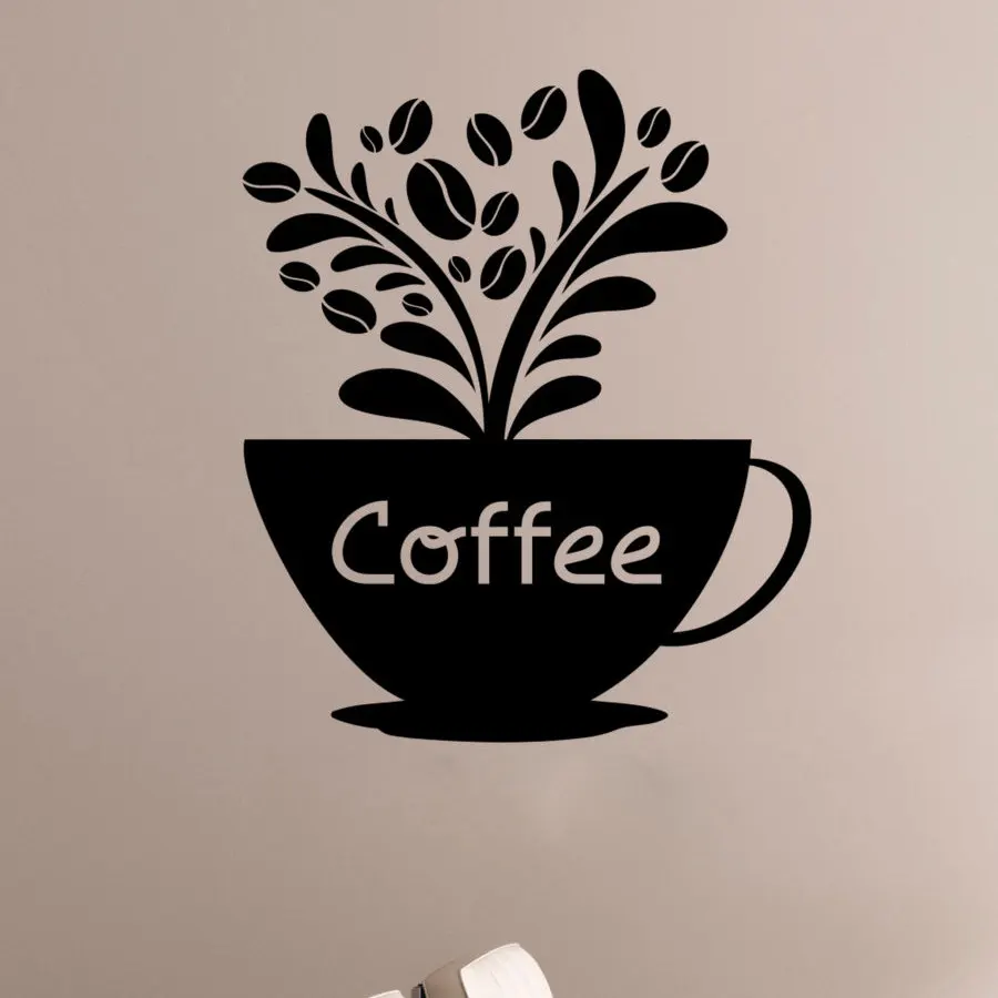 

Наклейка на кофейную чашку, Виниловая наклейка на окно, художественные украшения для кафе, магазина, столовой, кухни, Настенный декор
