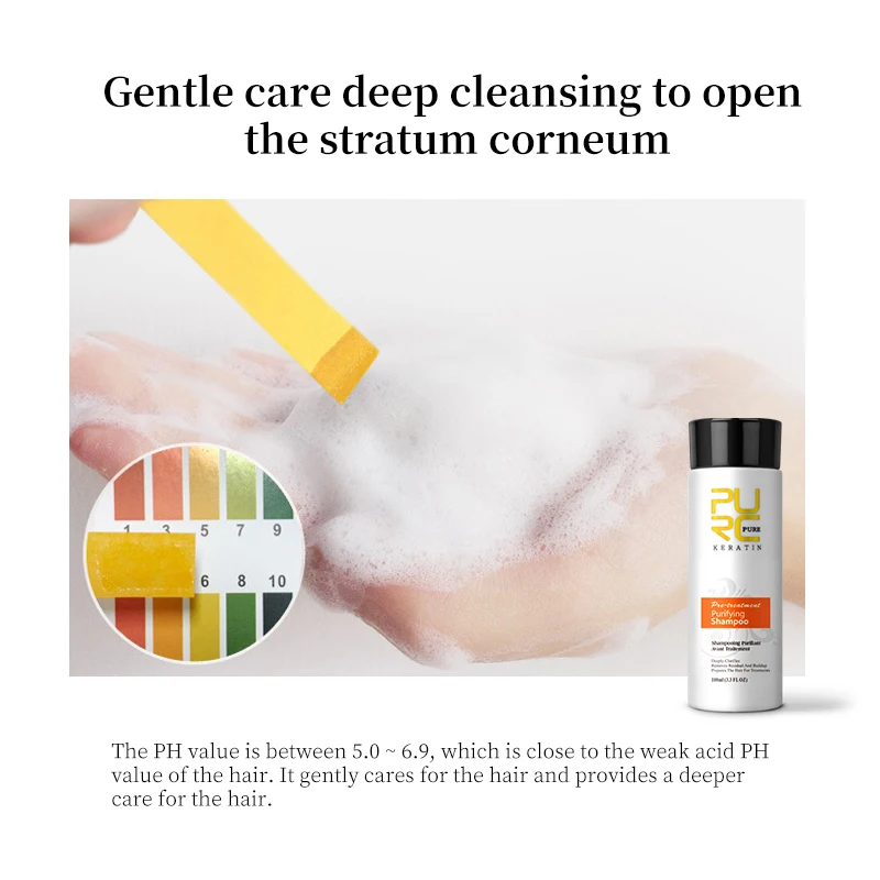 Очищающий шампунь PURC для кератинового лечения волос глубокой очистки женский