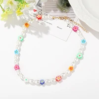women fashion imitation pearl rubber flower choker necklaces party necklace sweet cute chain vintage jewelry girls birthday gift