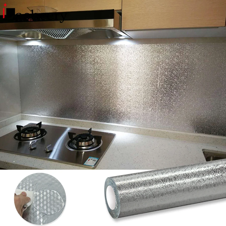 Многофункциональный наклейка для стены на кухонную плиту из фольги, водонепроницаемая и съемная, защищающая от жира.