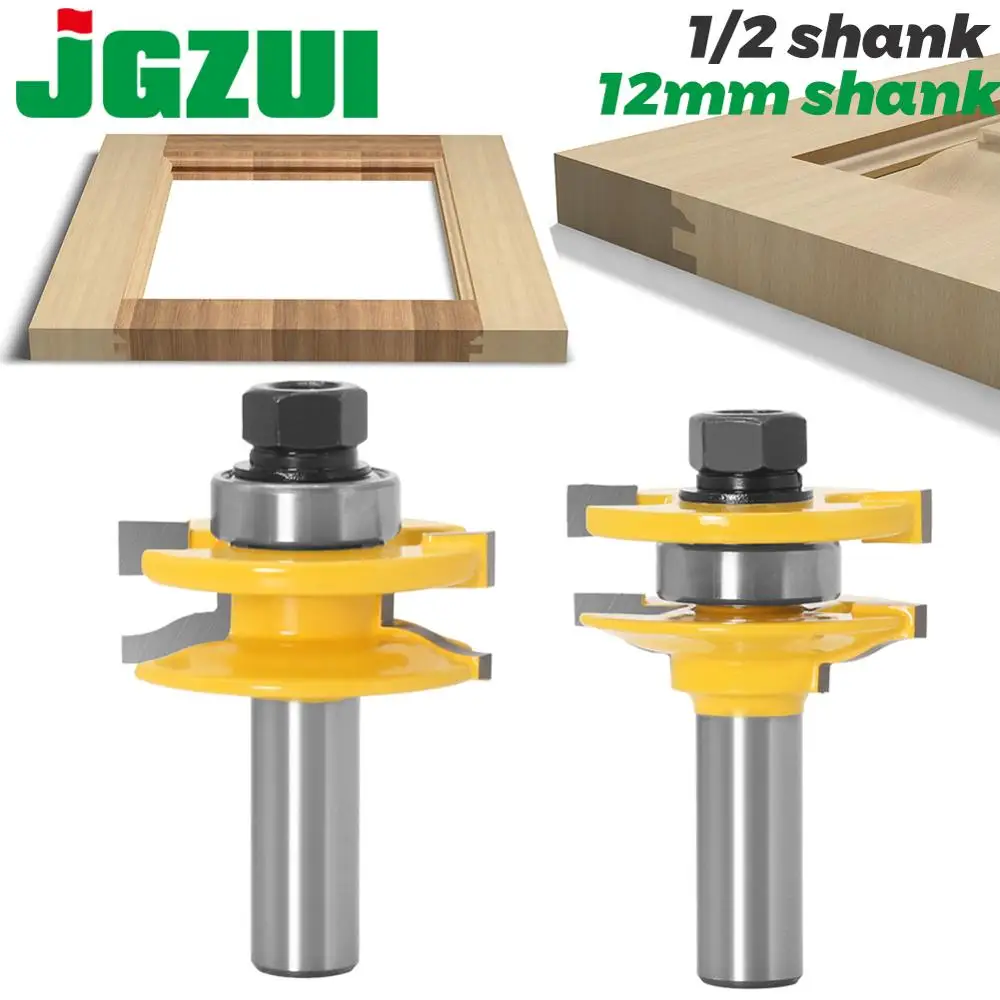 

Набор фрез JGZUI 2 шт., твердосплавные насадки для фреза по дереву для соединения шип-паз и дверей, хвостовик 12 мм 1/2 дюйма, для дерева
