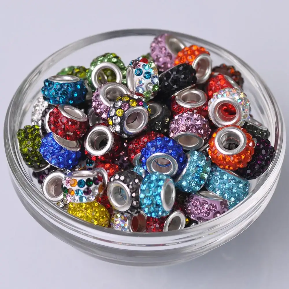 10pcs 12mm Round Clay Rhinestones Big Hole Beads for Jewelry Making European Charms Bracelet DIY | Украшения и аксессуары