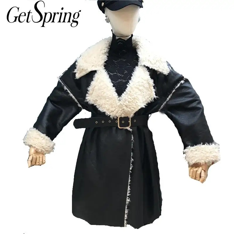 Getвесеннее женское кожаное пальто из овечьей шерсти утолщенные Куртки