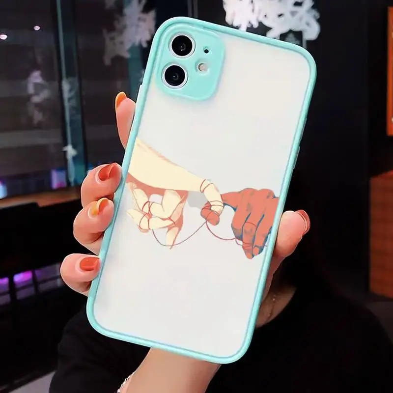 

Fashion hand Hold hands love art Phone Case matte transparent For iphone 7 8 11 12 plus mini x xs xr pro max cover