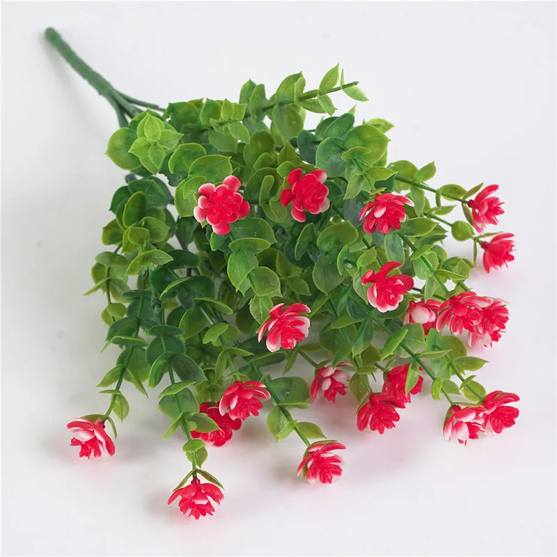 35cm red 20 голов Зеленые искусственные листья большие листья эвкалипта Декоративные искусственные растения для домашнего магазина садовые вечерние украшения 50 см - Цвет: 35cm red