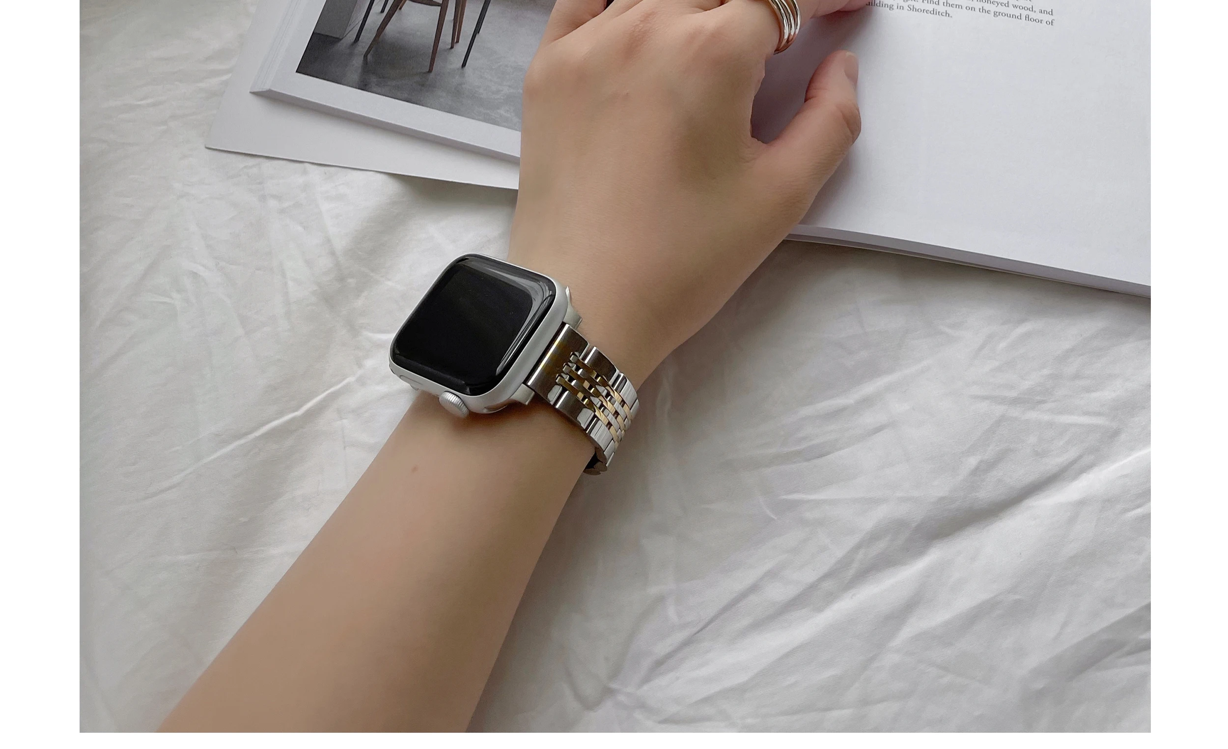 Stainless Steel Strap for Apple Watch 7 SE 6 5 4 40mm 44mm 41 45mm Band Metal Link Bracelet Strap for iWatch Series 3 42mm 38mm