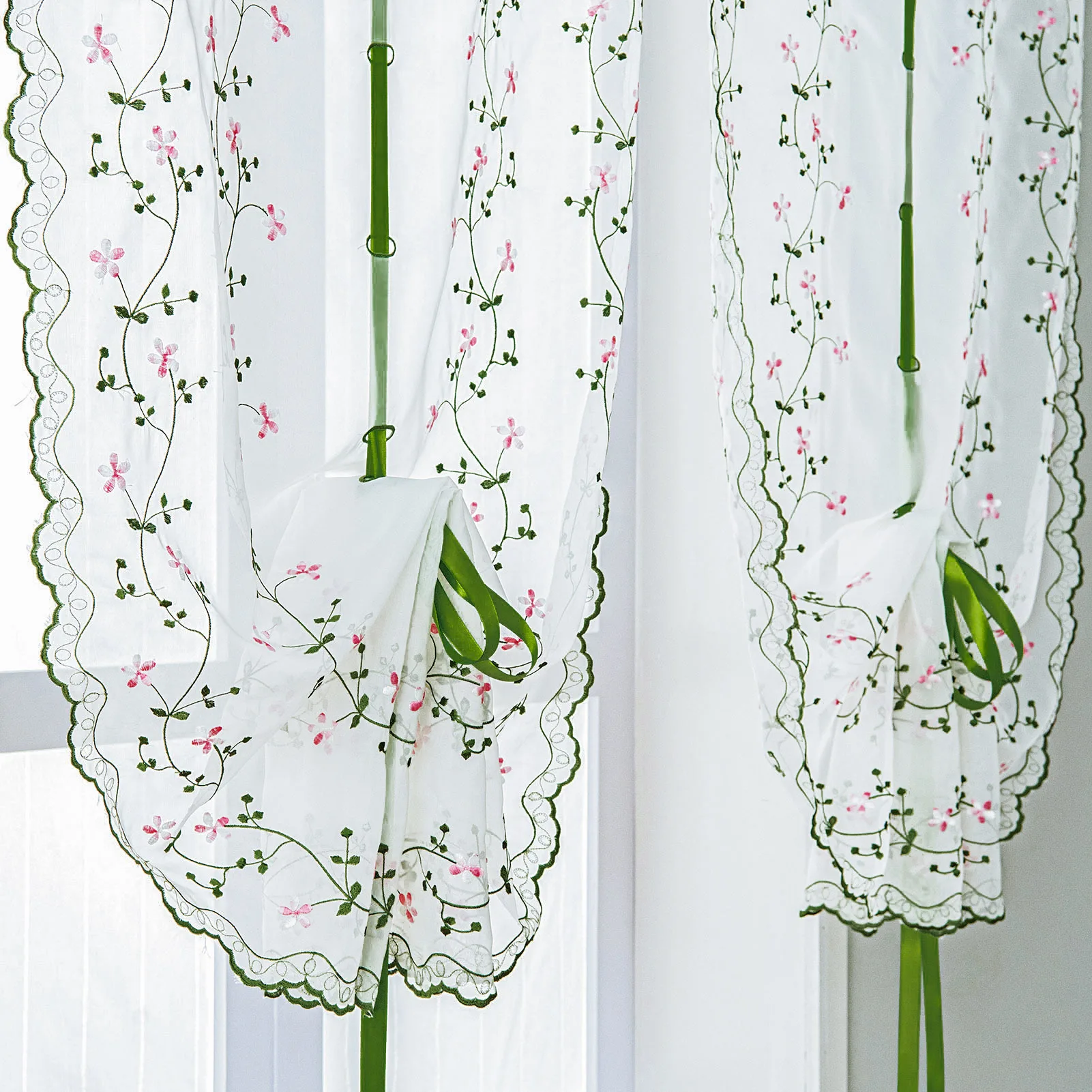 Тюль с цветочной вышивкой и обшивкой римские жалюзи вуаль прозрачные шторы для кухни гостиной спальни