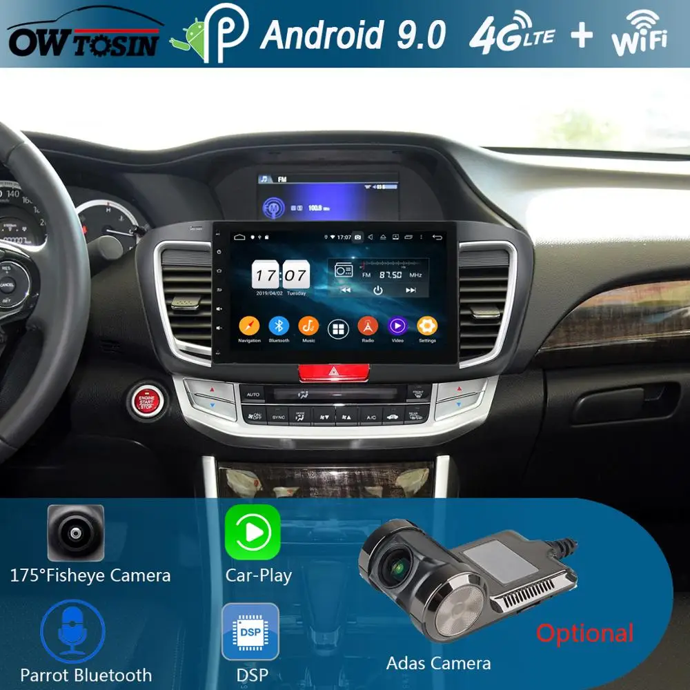 Автомобильный DVD плеер 10 1 &quotIPS 8Core 4G + 64G Android 9 0 для Honda Accord 2014 2015 2016 2017 GPS Радио