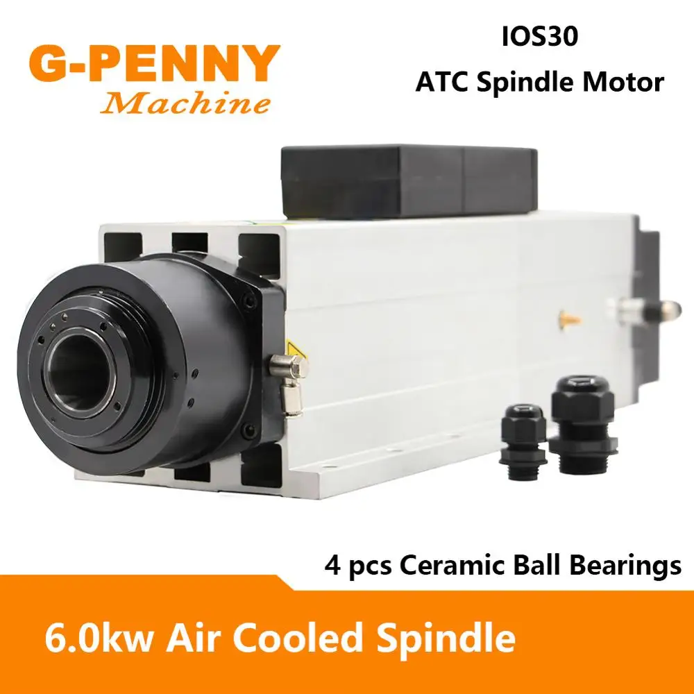 6.0KW ATC воздушный coolling мотор шпинделя 800 Гц 4 полюса 220 В/380 В Автоматическая смена инструмента с воздушным охлаждением мотор шпинделя ISO30 держатель инструмента