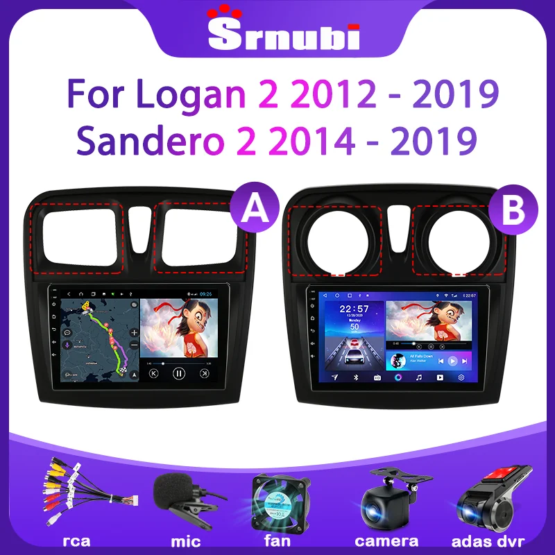 $100.55 Srnubi 2 Din Android 10 Car Radio Multimedia Player for Renault Logan 2 2012 - 2019 Sandero 2 2014 - 2019 GPS Navigation RDS DVD