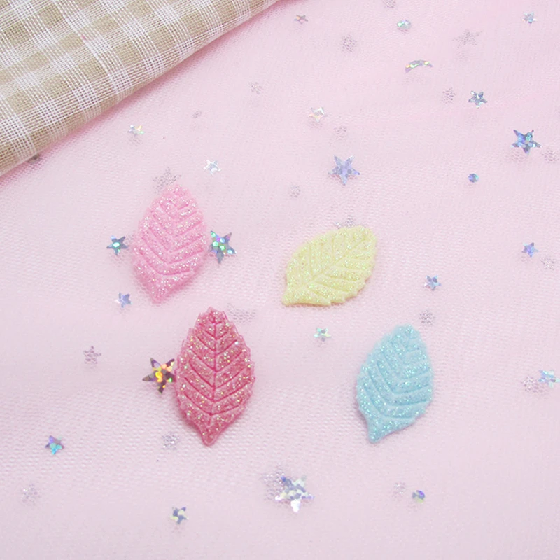 50 шт. тканевые нашивки с блестящими листьями заколки для волос аксессуары