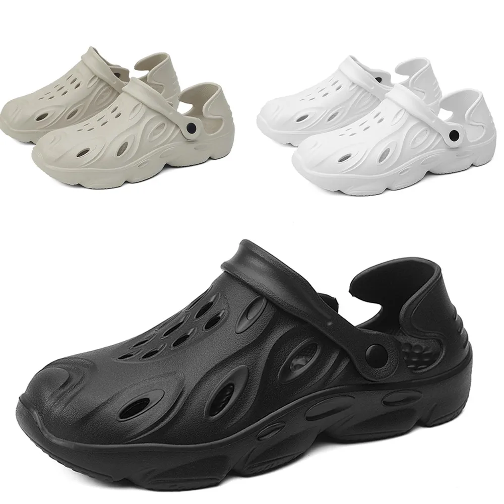 

2021 Fashion men's Sandals Casual Hollow Non-Slip Clogs Flat Designer Chunky Soft Shoes Male Comfortable Flip Flop Slippers