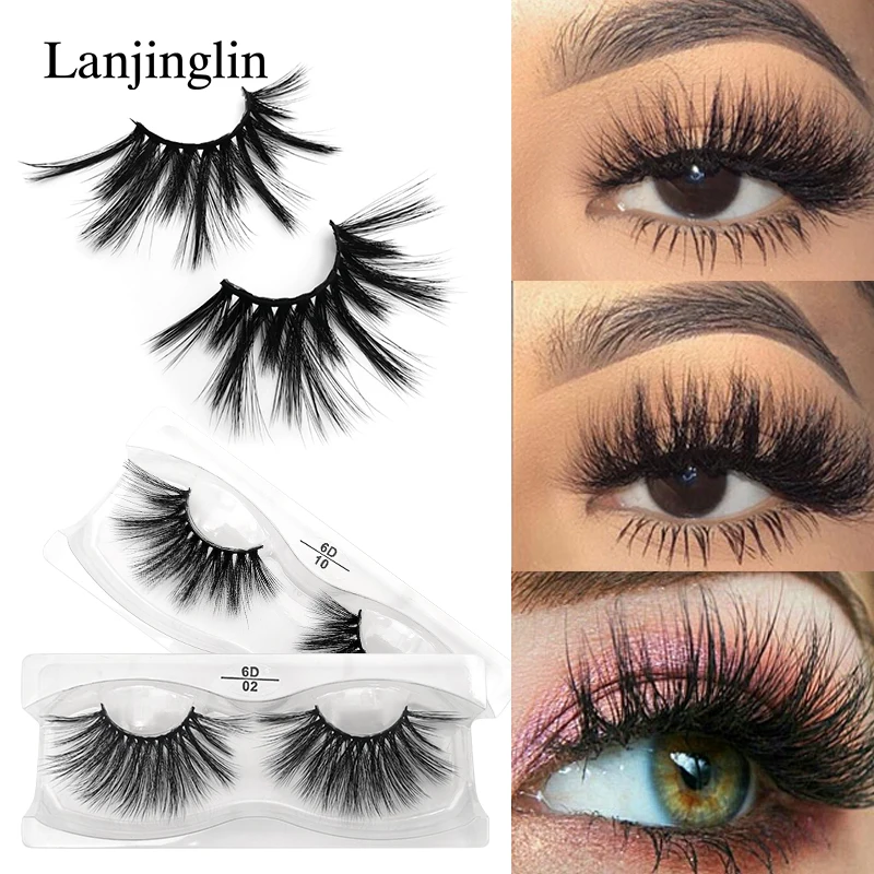 LANJINGLIN 25 мм норковые ресницы Мягкие Длинные Накладные 3D крестообразные
