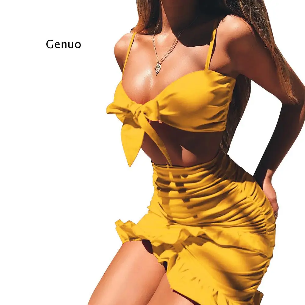 Комплект из двух предметов женское повседневное пляжное летнее платье с