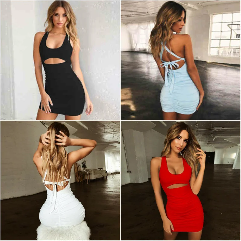 

Summer Sexy Bandage Long Dress Women Backless Lace Up Bodycon Party Club Dress Vestidos Draped Mini Wrap Dress Robe Femme Befree