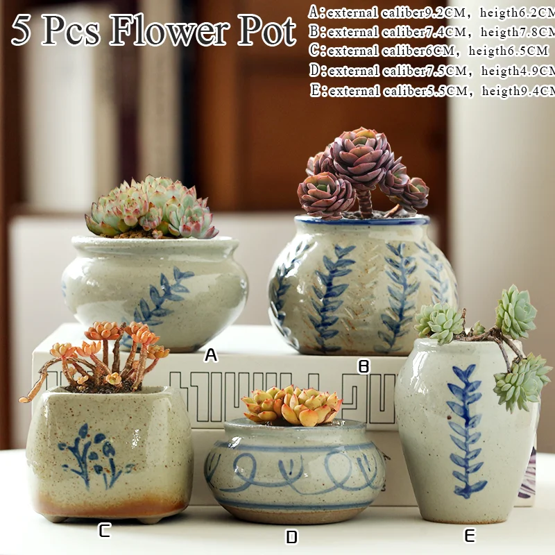 

Flower Pots Blue-and-White Porcelain Succulent Cactus Pots Plant Garden Ceramic Planter Pots Outdoor Garden Home