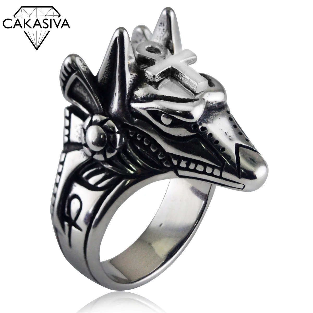 Мужское кольцо из нержавеющей стали 316 Винтажное анубис Бог древней египетской
