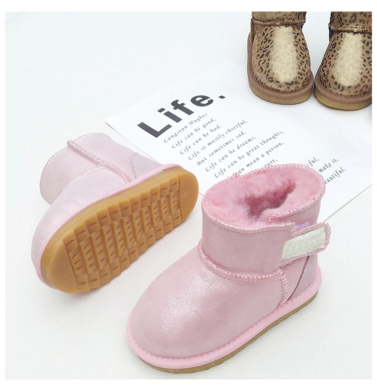 Baby Girls Snow Boots Winter Australia Warm Sheep Skin Leather Fur Baby Botas Waterproof Infant Boot Boys Bootie Shoes Non-slip