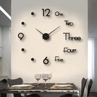 3D DIY большие настенные часы современный дизайн кварцевые часы модные часы акриловые зеркальные наклейки для гостиной домашний декор reloj de pared