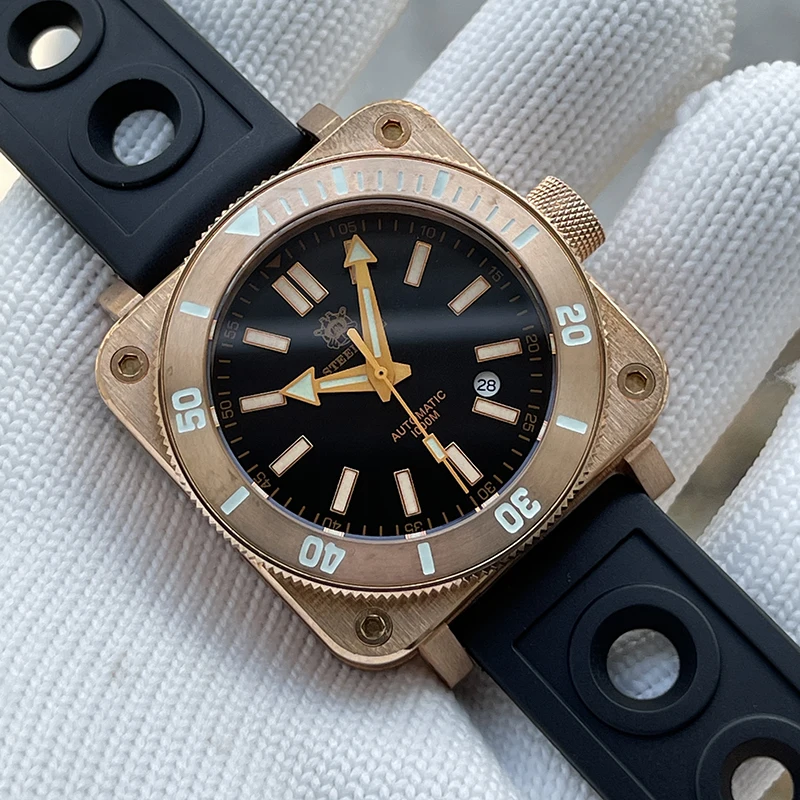 

STEELDIVE Mens Diver Watches Automatic Bronze Dive 1000m Waterproof Mechanical Wristwatches 120 Clicks C3 Luminous Sapphire NH35