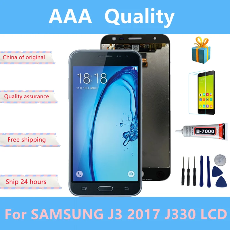 Pantalla LCD Original para SAMSUNG Galaxy J3 2017 J330 J330F, sin p&iacute;xeles muertos, montaje de digitalizador, reemplazo-0
