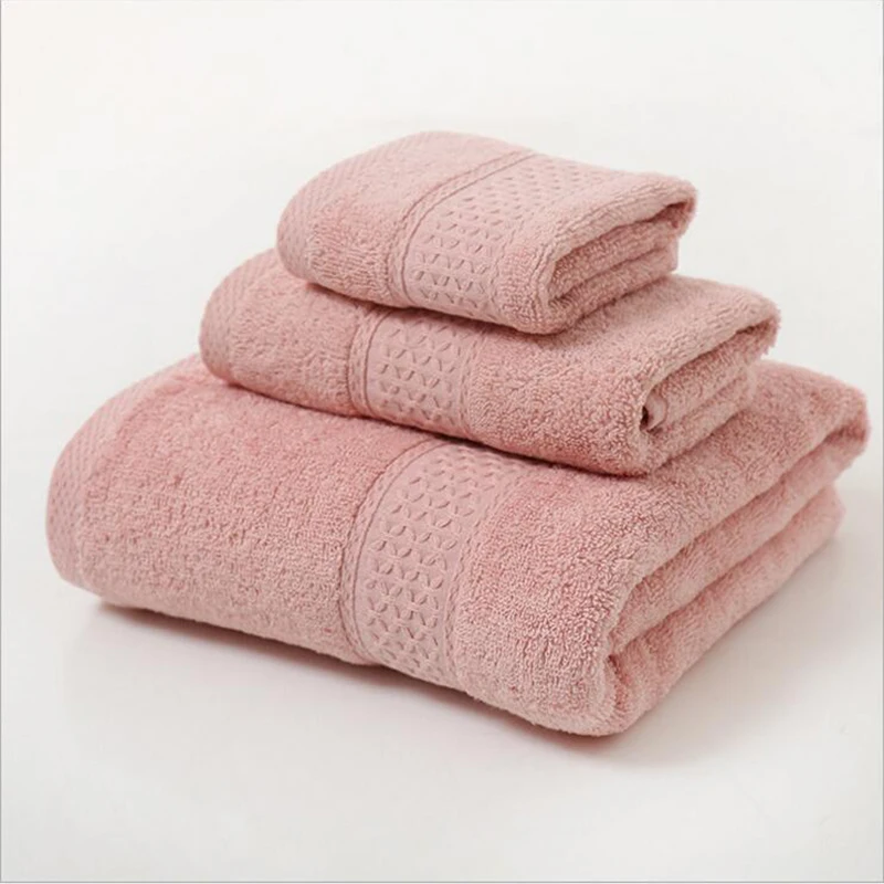 

3 Pcs Bath Towel Set 100% Cotton Adults Face Hand Towels Terry Soft Friendly Travel Sport Shower Towel For Bathroom Washcloth
