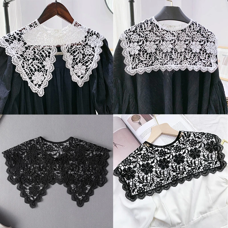 

Summer Korean Style Knitted Hollow-out lace scarf Sunscreen Hollow Versatile False Collar Silk Scarf Women Skirt Dressllar