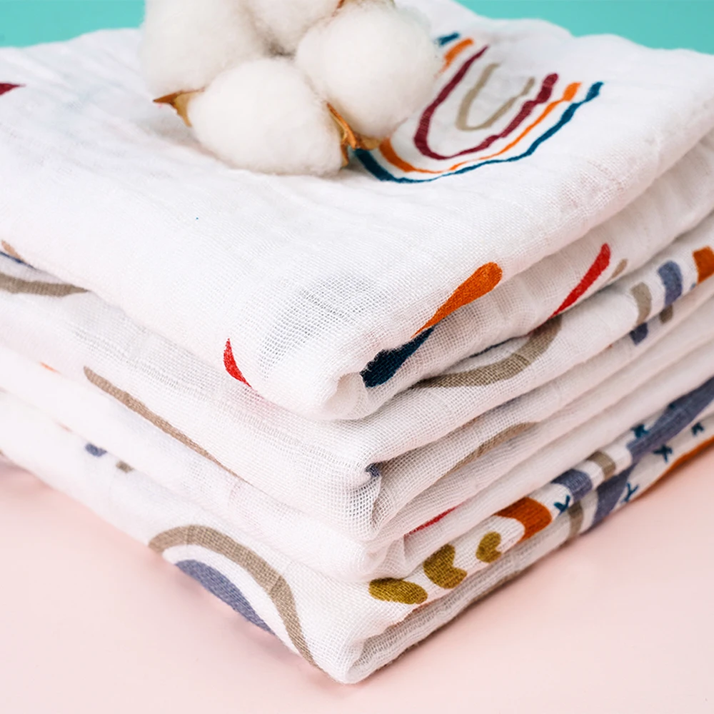 Paquete de 4 piezas de muselina org&aacute;nica para beb&eacute;, babero, 60x60cm, bufanda, pa&ntilde;uelo, juego de tela para eructar-0