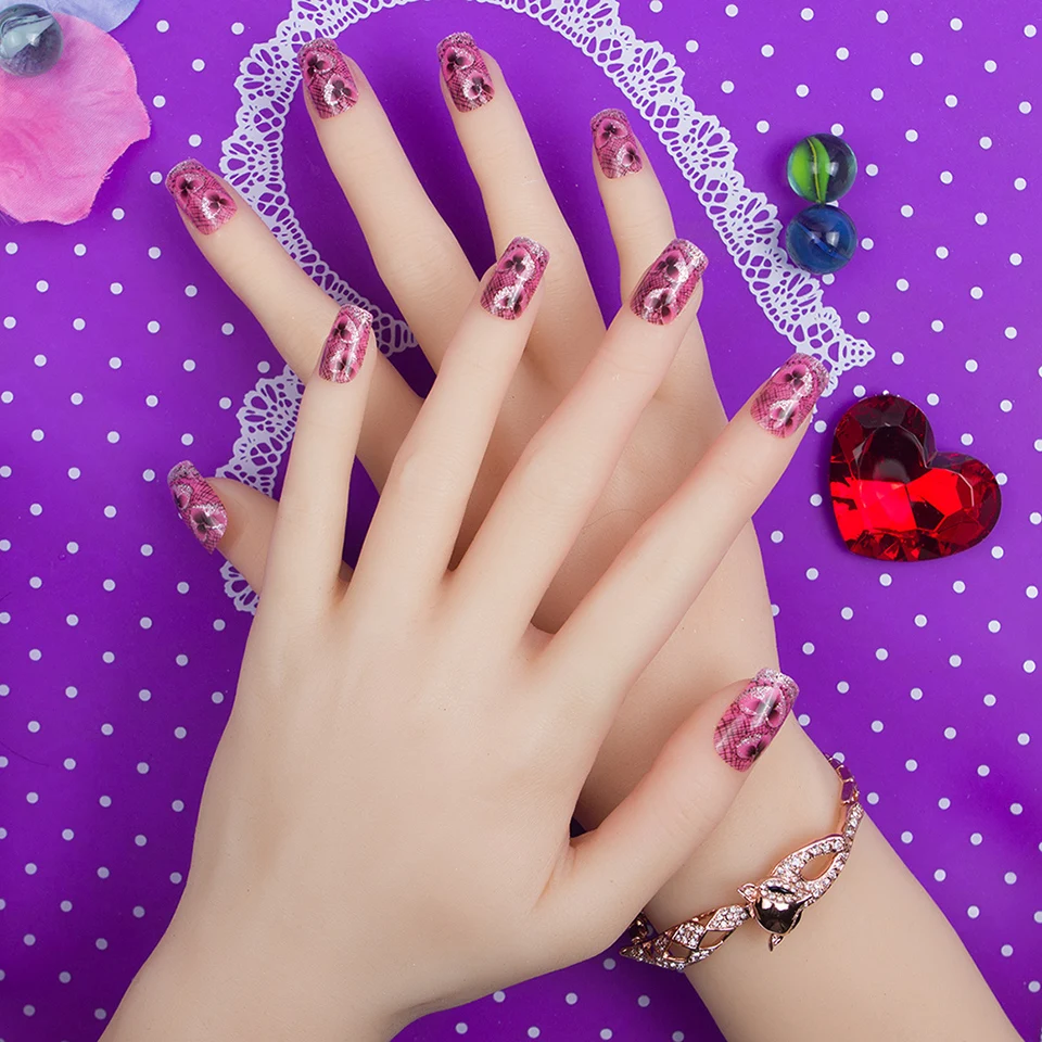 JQ 24 pcs Nail Art Tips in 1 Box With Glue Tape Press On False Full Cover Fake Tip 10 Sizes Faux ongles JQ042 | Красота и здоровье