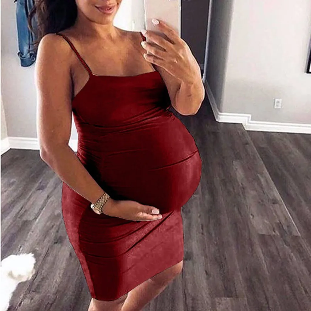 

Women Pregnant Dress Solid Sleeveless Maternity Props Bodycon Casual Vest Mini Dresses 2019 New Pregnancy Clothes Vestido