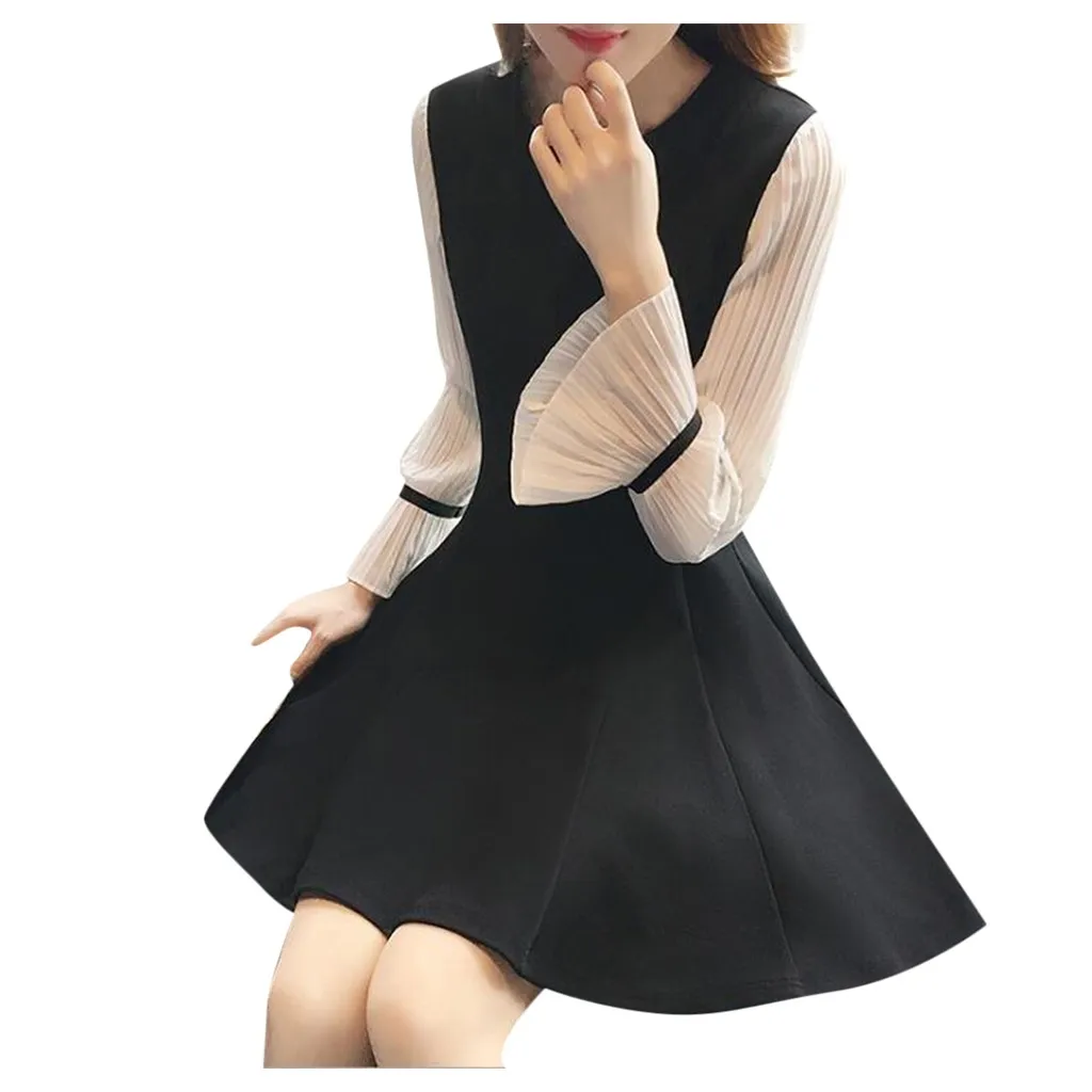 Women's O-Neck Dress ladies Temperament Long Flare Sleeve Summer Knee-Length Dressses Vestidos#g30 | Женская одежда